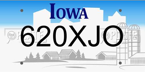 620XJO Iowa License Plate