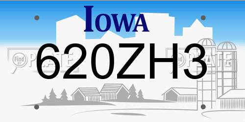 620ZH3 Iowa License Plate