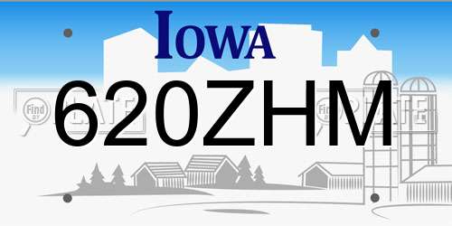 620ZHM Iowa License Plate