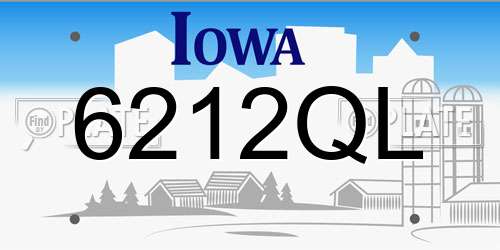 6212QL Iowa License Plate