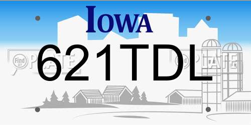 621TDL Iowa License Plate