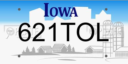 621TOL Iowa License Plate