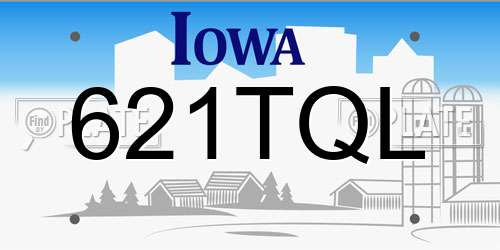621TQL Iowa License Plate