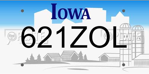 621ZOL Iowa License Plate
