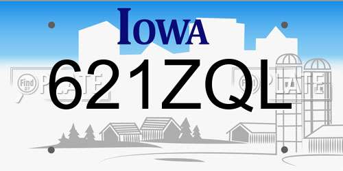 621ZQL Iowa License Plate