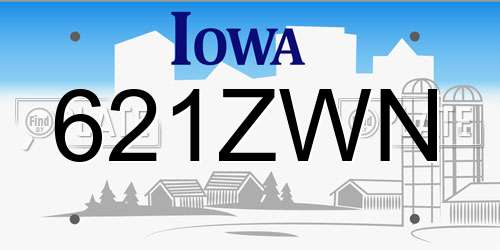 621ZWN Iowa License Plate