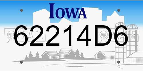 62214D6 Iowa License Plate