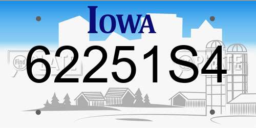 62251S4 Iowa License Plate