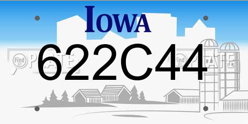 622C44 Iowa License Plate