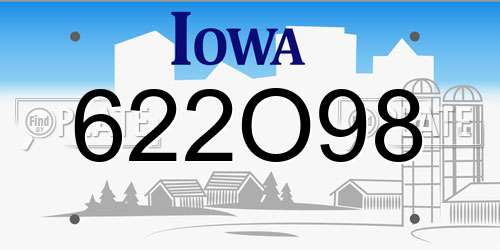 622O98 Iowa License Plate