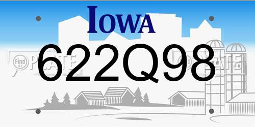 622Q98 Iowa License Plate