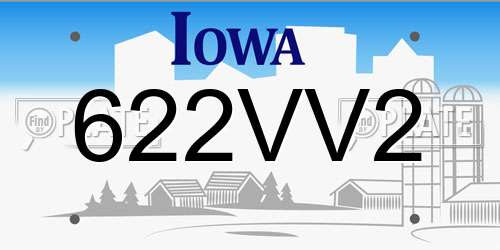 622VV2 Iowa License Plate