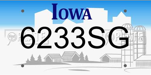 6233SG Iowa License Plate