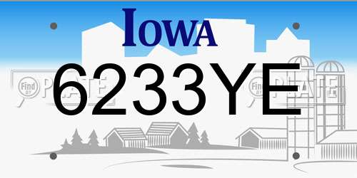 6233YE Iowa License Plate