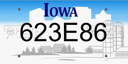 623E86 Iowa License Plate
