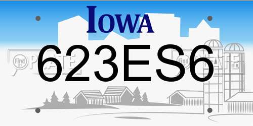 623ES6 Iowa License Plate