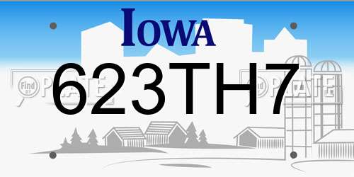 623TH7 Iowa License Plate