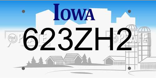 623ZH2 Iowa License Plate