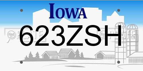 623ZSH Iowa License Plate