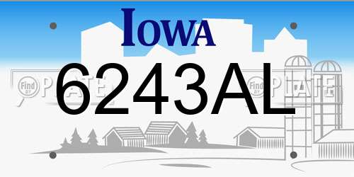 6243AL Iowa License Plate