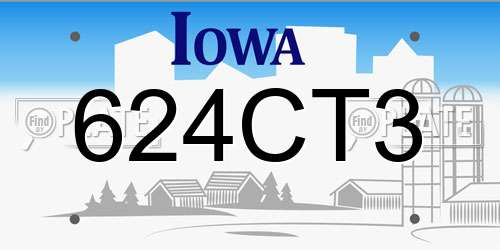 624CT3 Iowa License Plate