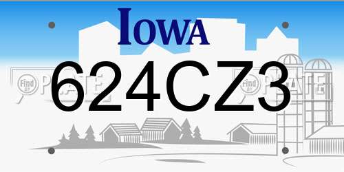 624CZ3 Iowa License Plate