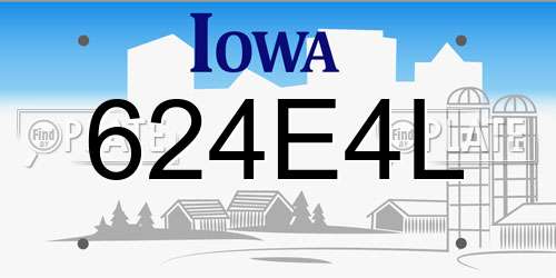 624E4L Iowa License Plate