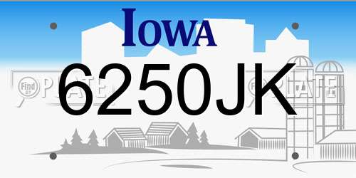 6250JK Iowa License Plate