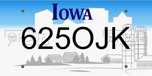 625OJK Iowa License Plate
