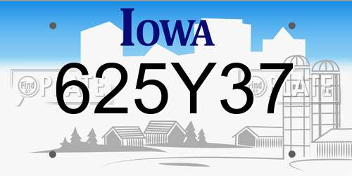 625Y37 Iowa License Plate