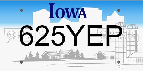 625YEP Iowa License Plate