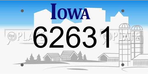 62631 Iowa License Plate