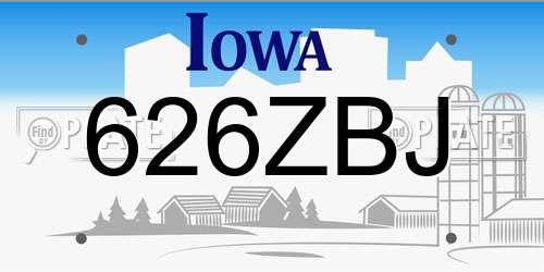 626ZBJ Iowa License Plate