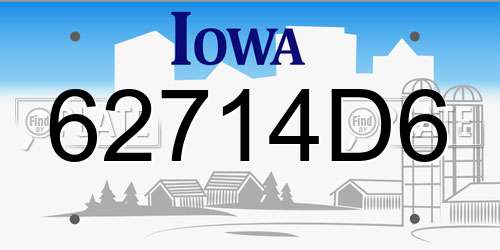 62714D6 Iowa License Plate