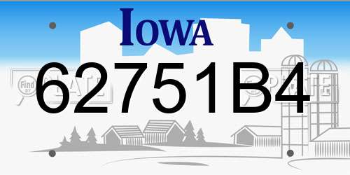 62751B4 Iowa License Plate