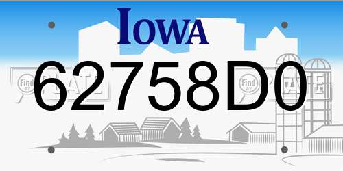 62758D0 Iowa License Plate