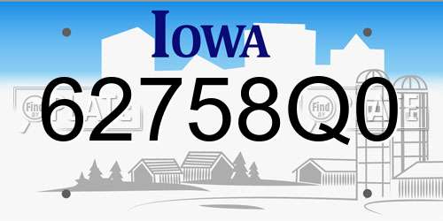 62758Q0 Iowa License Plate