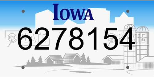 6278154 Iowa License Plate