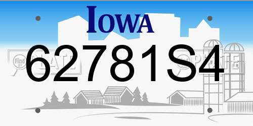 62781S4 Iowa License Plate