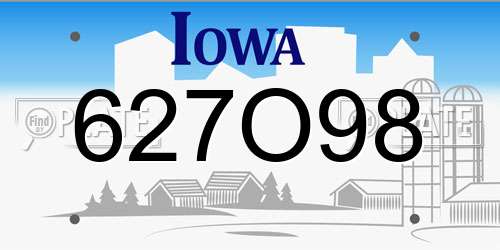 627O98 Iowa License Plate