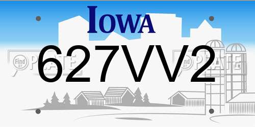 627VV2 Iowa License Plate
