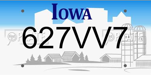 627VV7 Iowa License Plate