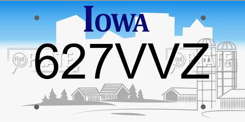 627VVZ Iowa License Plate