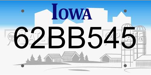 62BB545 Iowa License Plate