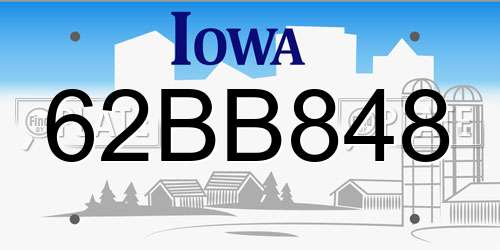 62BB848 Iowa License Plate