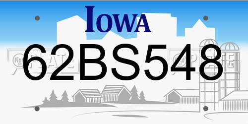 62BS548 Iowa License Plate