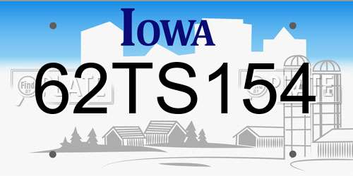 62TS154 Iowa License Plate