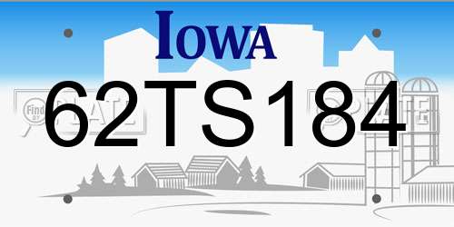 62TS184 Iowa License Plate
