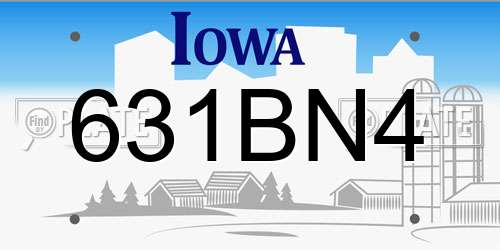 631BN4 Iowa License Plate