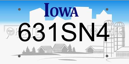 631SN4 Iowa License Plate